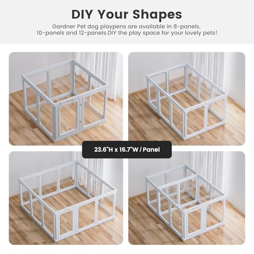 Clear Acrylic Dog Playpen 24" H Indoor Pet Fence for Puppy Small Dog Rabbit Cat R696