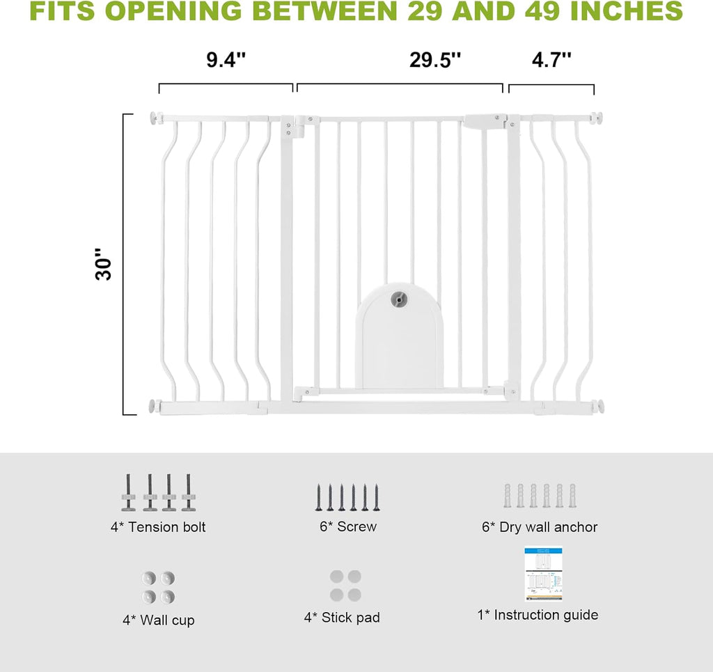 Baby Gates with Cat Door Auto Close Safety Metal Pet Gate for Doorway Stairs D972456