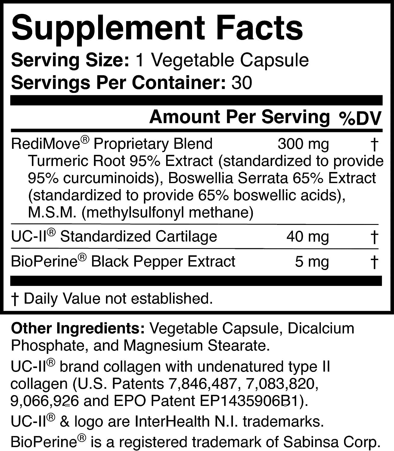 RediMove Natural Joint Support Supplement, Non-GMO, Gluten-Free K881