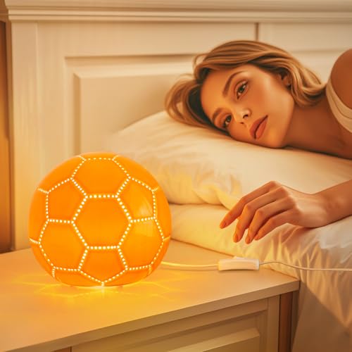 BOHON Mushroom Lamp, Ceramic Bedside Nightstand Light, Pink, LED Bulb Included T88188
