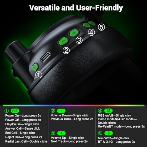 Wireless Gaming Headset with Noise Canceling Mic for PC, PS5, PS4, Switch, Mac B84241