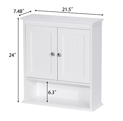 Spirich Bathroom Wall Cabinet with Doors, White A10165