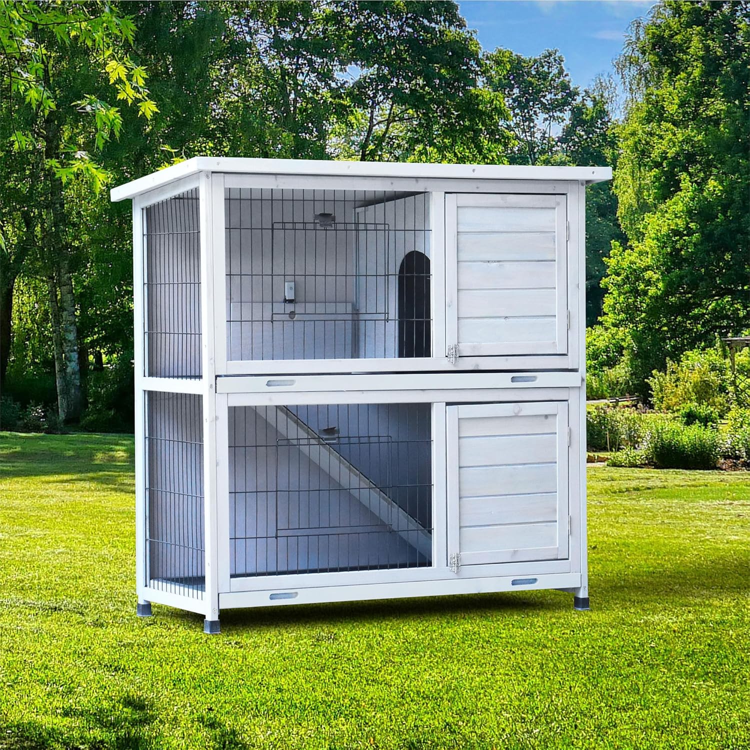 41" 2-Story Weatherproof Rabbit Hutch with Removable Trays G365258