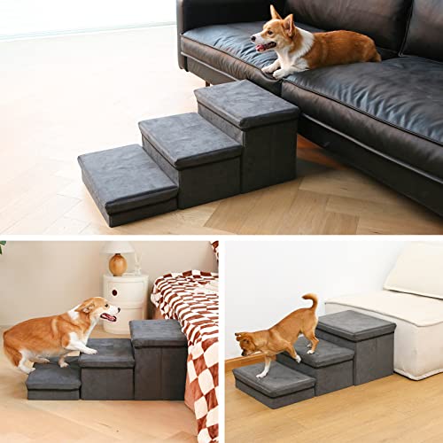 Foldable Dog Stairs 2-Tier Pet Steps for Small Medium Dogs R51320