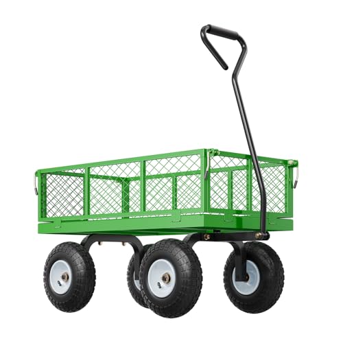 VEVOR 900 Lbs Heavy Duty Steel Garden Cart with 10" Tires and Removable Sides J262