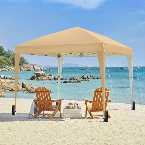 Yaheetech 10x10 Pop Up Canopy with 4 Removable Sidewalls, White F109731
