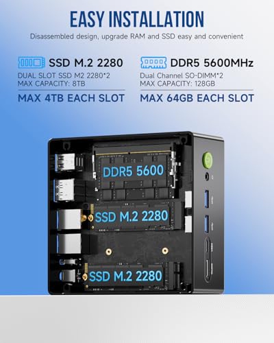 GMKtec M5 Plus Mini PC, AMD Ryzen 7 5825U, 16GB RAM, 512GB SSD, Dual 2.5G LAN M487
