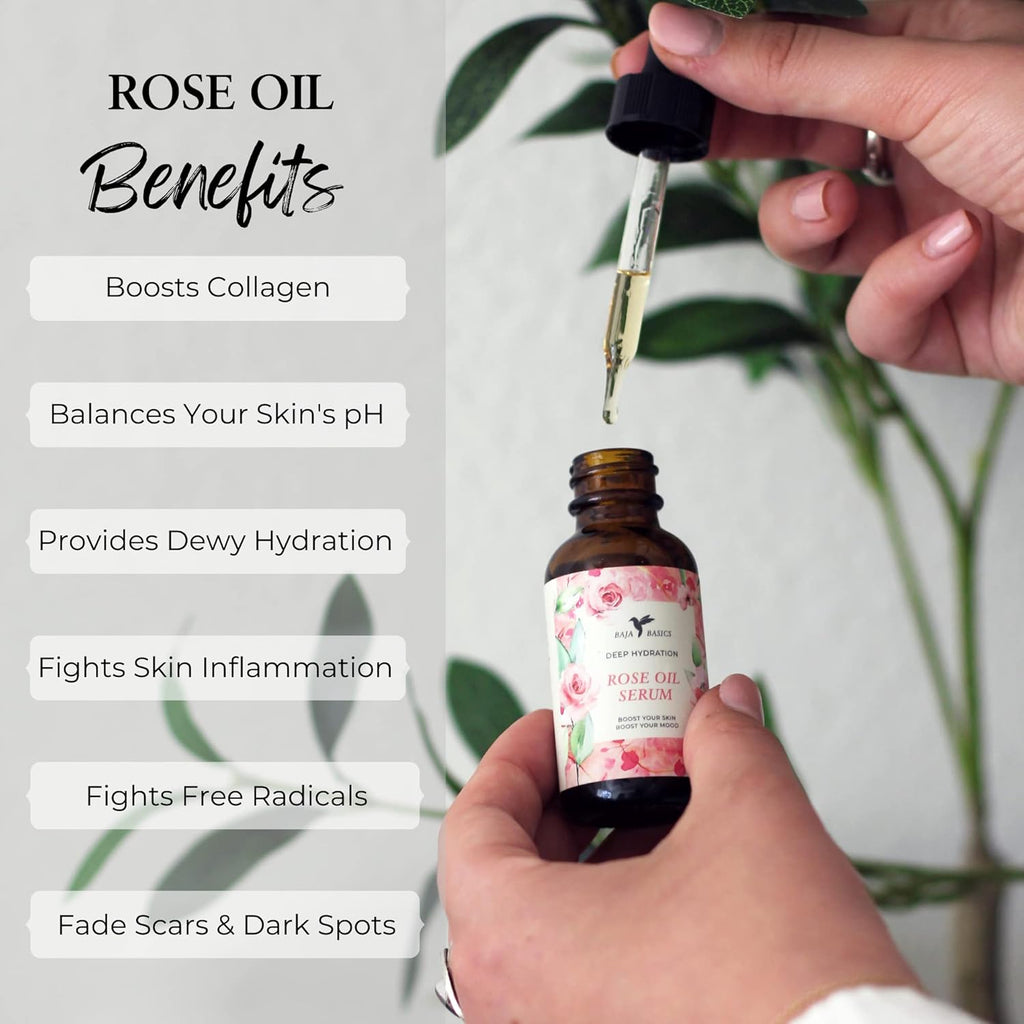 Rose Oil for Face and Skin, Hydrating Moisturizer, 1 oz U9619