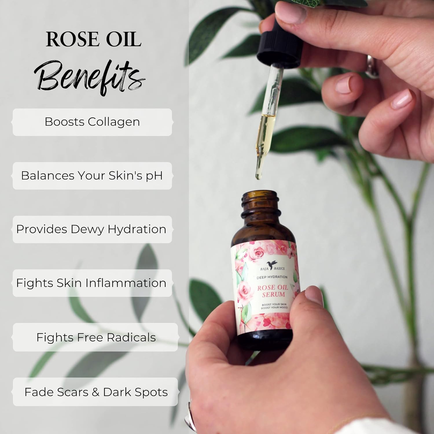 Rose Oil for Face and Skin, Hydrating Moisturizer, 1 oz U9619
