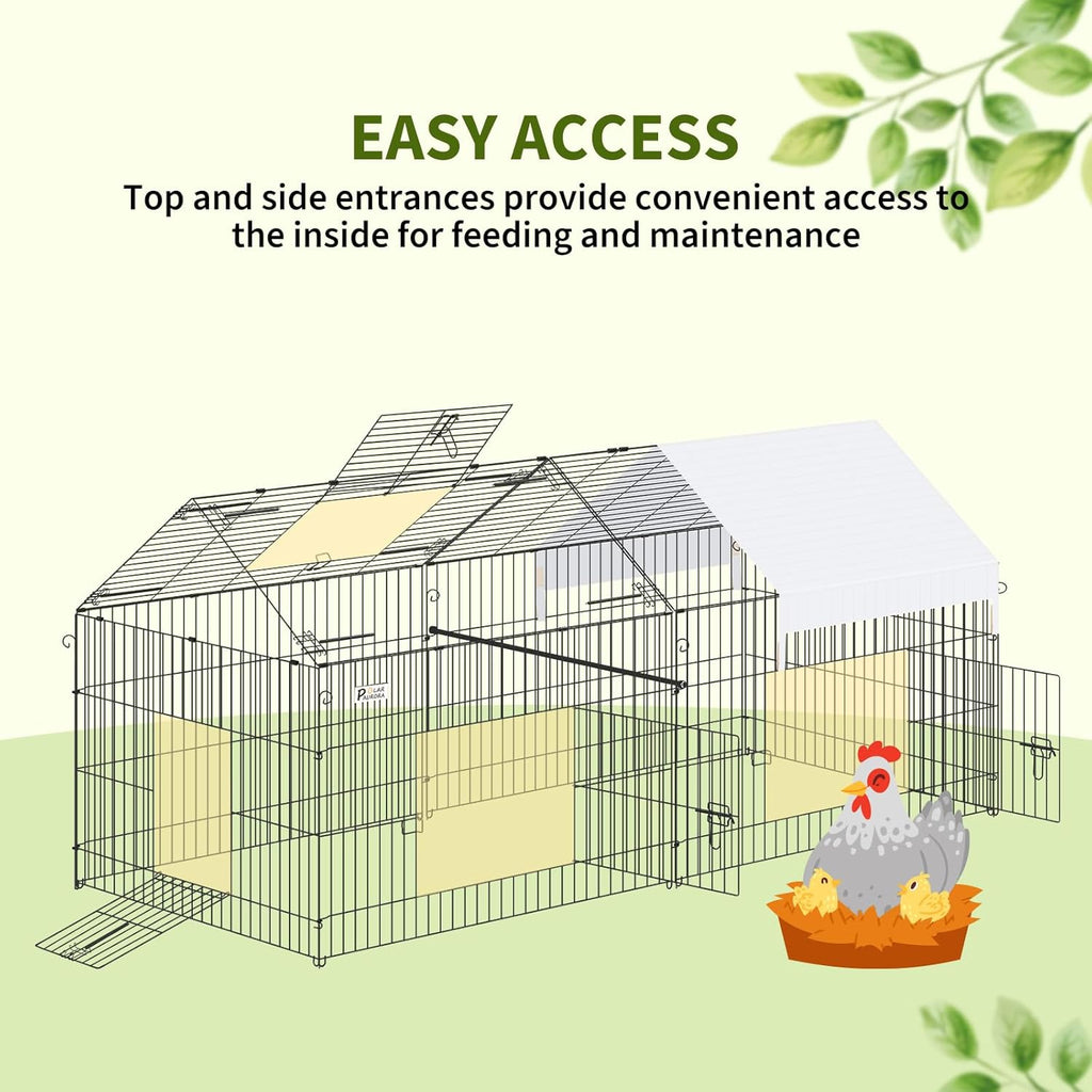 Polar Aurora Chicken Coop 87"x41" Metal Chicken Run Cage with Cover for Outdoor Yard B636