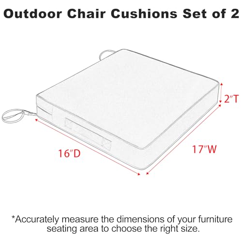 Favoyard Patio Chair Cushions 19 x 19 x 3 Inch Waterproof Outdoor Set of 2, Beige Q67095