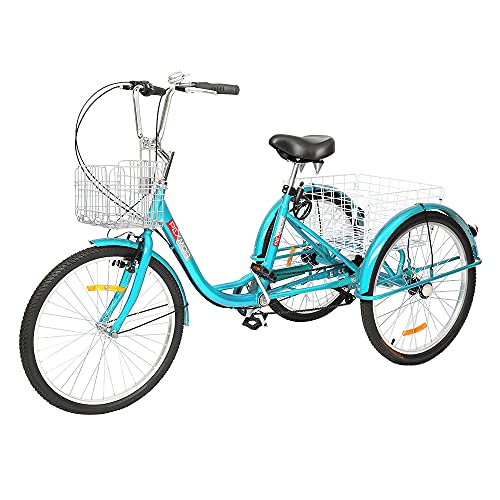 PEXMOR Adult Tricycle 7 Speed, 24/26 Inch 3 Wheel Bike with Baskets V3858