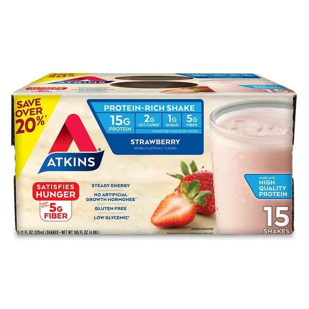 Atkins Gluten Free Protein-Rich Shake, Strawberry, Keto-Friendly (15 Pk.)