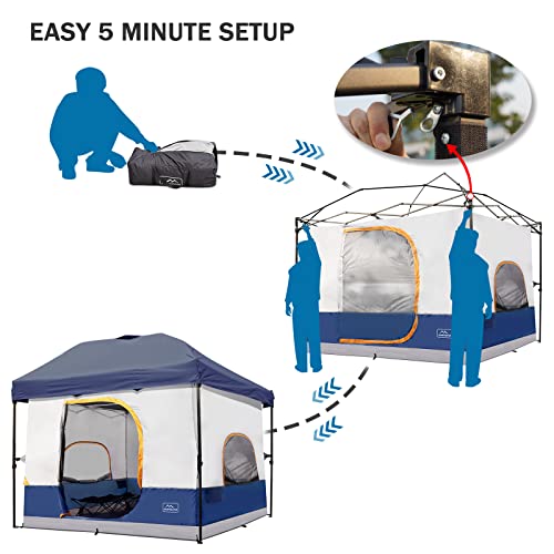 KAMPKEEPER Camping Inner Tent for 10x10 Straight Leg Canopy, Vented Roof, Khaki M60374