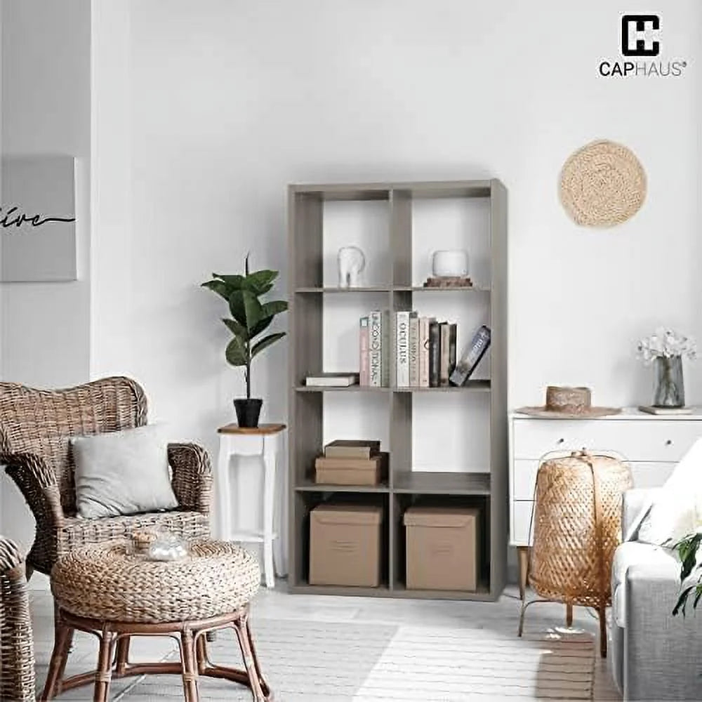 HOOMHIBIU 13-Inch Cube Organizer with Extra Thick Edge, Rustic Grey Oak and White P7187