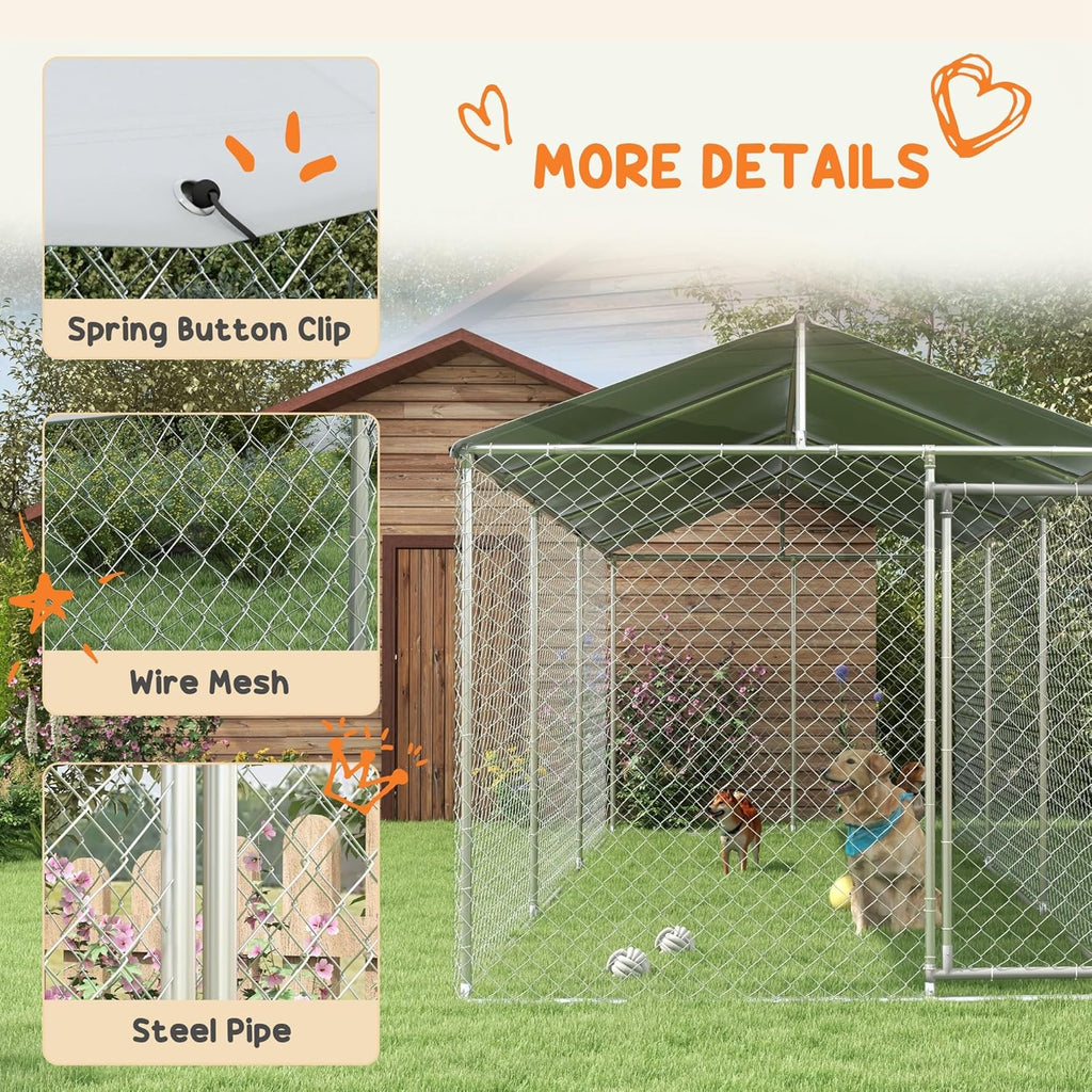 PawHut Large Dog Kennel Outdoor Heavy Duty Cage with Waterproof Cover K2938