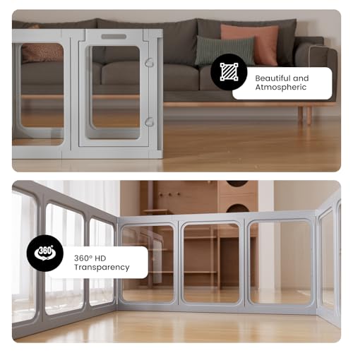 Clear Acrylic Dog Playpen 24" H Indoor Pet Fence for Puppy Small Dog Rabbit Cat R696