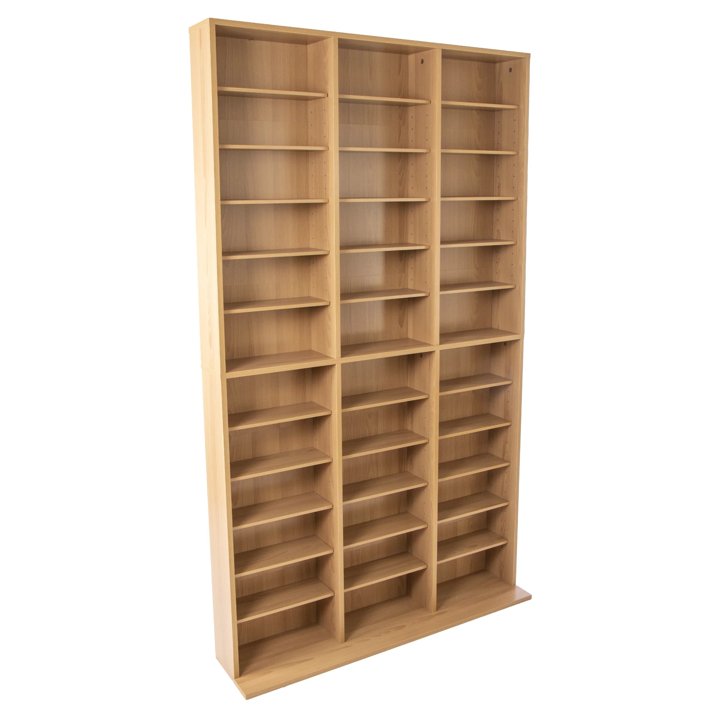 Atlantic Oskar Adjustable Wood Media Storage Bookcase, Maple Y371