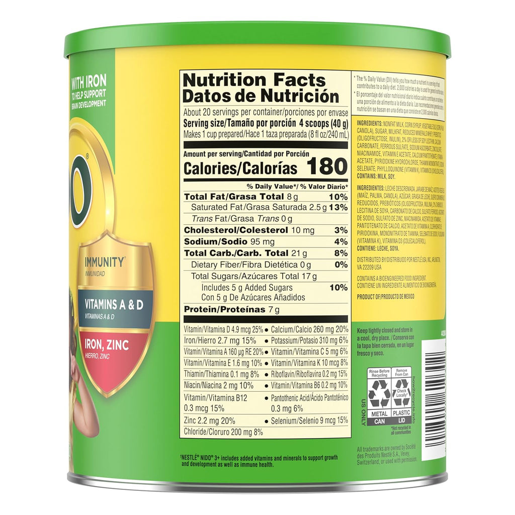 Nestle Nido 3+ Toddler Powdered Milk Beverage, 1.76 lb X393099