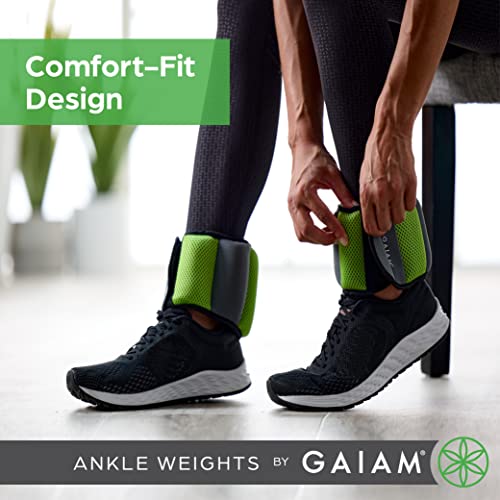 Gaiam Ankle Weights with Adjustable Straps for Walking, Running & Pilates (5lb & 10lb Sets) C9169