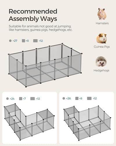 SONGMICS Pet Playpen with Floor, Small Animal Pen, White N29964