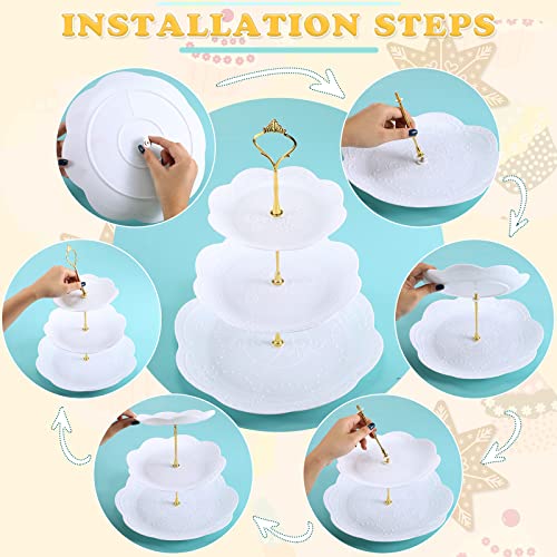 Gold Tiered Cupcake Stand Set with Serving Trays I6753