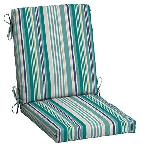 Arden Outdoor Dining Chair Cushion, 20 x 20, Rain-Proof, Peacock Blue Green Texture J4105