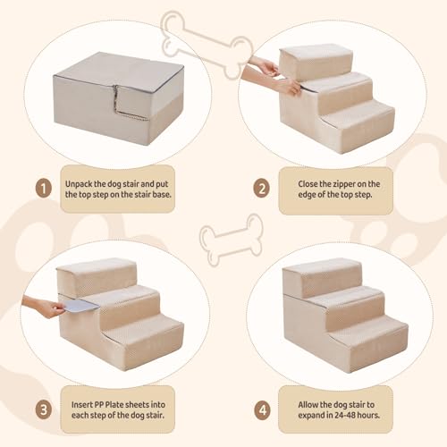 Dog Stairs for High Beds, Non-slip Pet Steps for Small Dogs and Cats, Grey M857