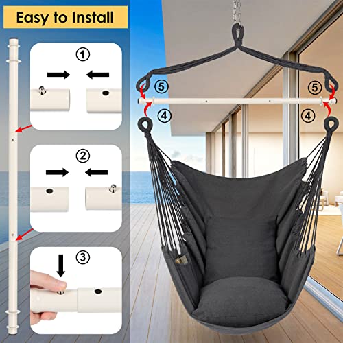 Y-STOP Hammock Chair Hanging Rope Swing with 2 Cushions, Beige I74503