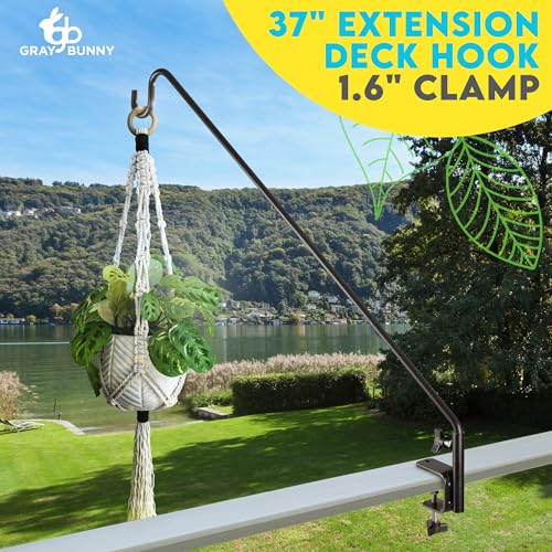 Gray Bunny Deck Hook 37 Inch Bird Feeder Pole with Non-Slip Clamp Y861