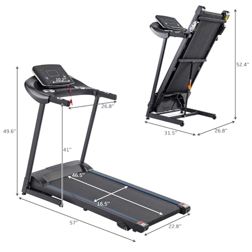 Folding Treadmill with Incline, 330 LBS Capacity, 3.5HP Electric Running Machine for Home D271
