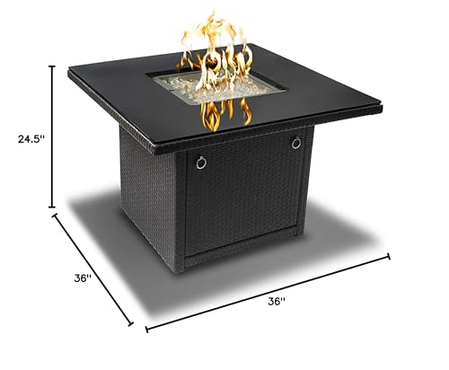 Outland Living 410 Series 36-Inch Propane Fire Pit Table with Tempered Glass Top, Slate Grey T84868
