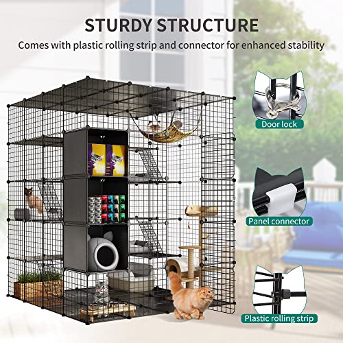 YITAHOME Outdoor Cat Enclosures Catio Large Cat Cage with Roof Hammock Platforms Y912