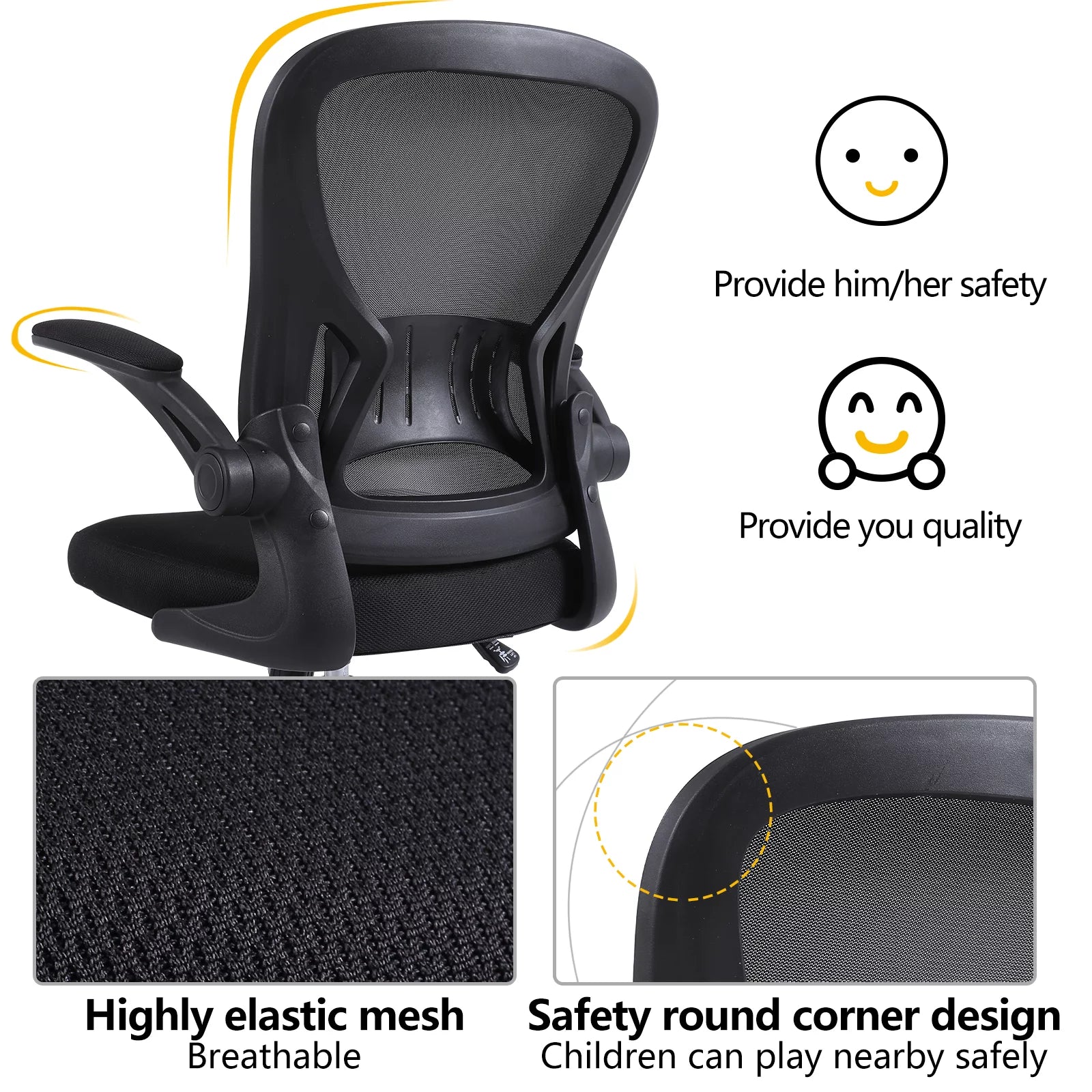 Flysky Ergonomic Mesh Office Chair with Lumbar Support, Black F6440