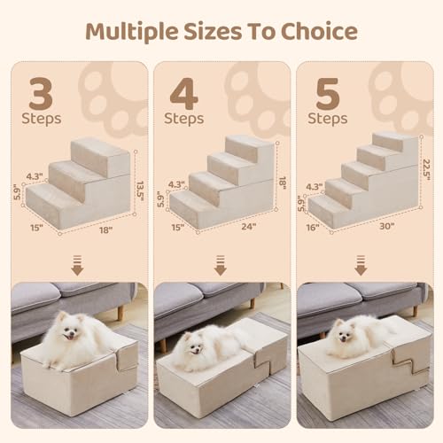 Dog Stairs for High Beds, Non-slip Pet Steps for Small Dogs and Cats, Grey M857