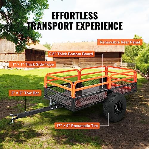 VEVOR Heavy Duty ATV Trailer Steel Dump Cart 750 lb 15 cu ft W35430