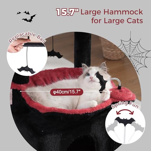 Gothic Cat Tree 32 Inches for Large Cats with Scratching Post and Hammock M975