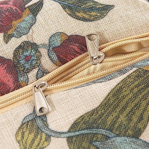 Outdoor Dining Chair Cushions Set of 4, 44x21x4.5 Inch, Khaki Floral Y7959