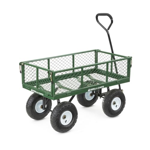 Gorilla Carts Steel Utility Wagon with Removable Side Panels, 1000 lb Capacity, Gray U674568