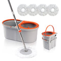 Spin Mop for Floor Cleaning with 4 Reusable Microfiber Mop Heads, 2 in 1 Mop and Bucket with Wringer Set, Wet Dust Mop for Hardwood, Laminate, Tile
