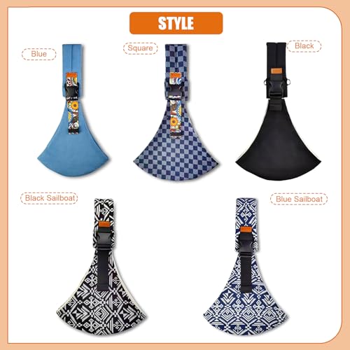 Baby Sling Carrier Newborn to Toddler, Non-Slip Hip Seat, Blue Sailboat E574