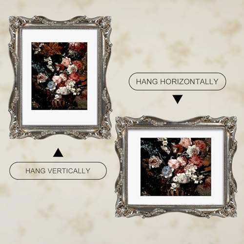 Black Vintage Picture Frame with Mat for 5x7 or 8x10 Photos E9622