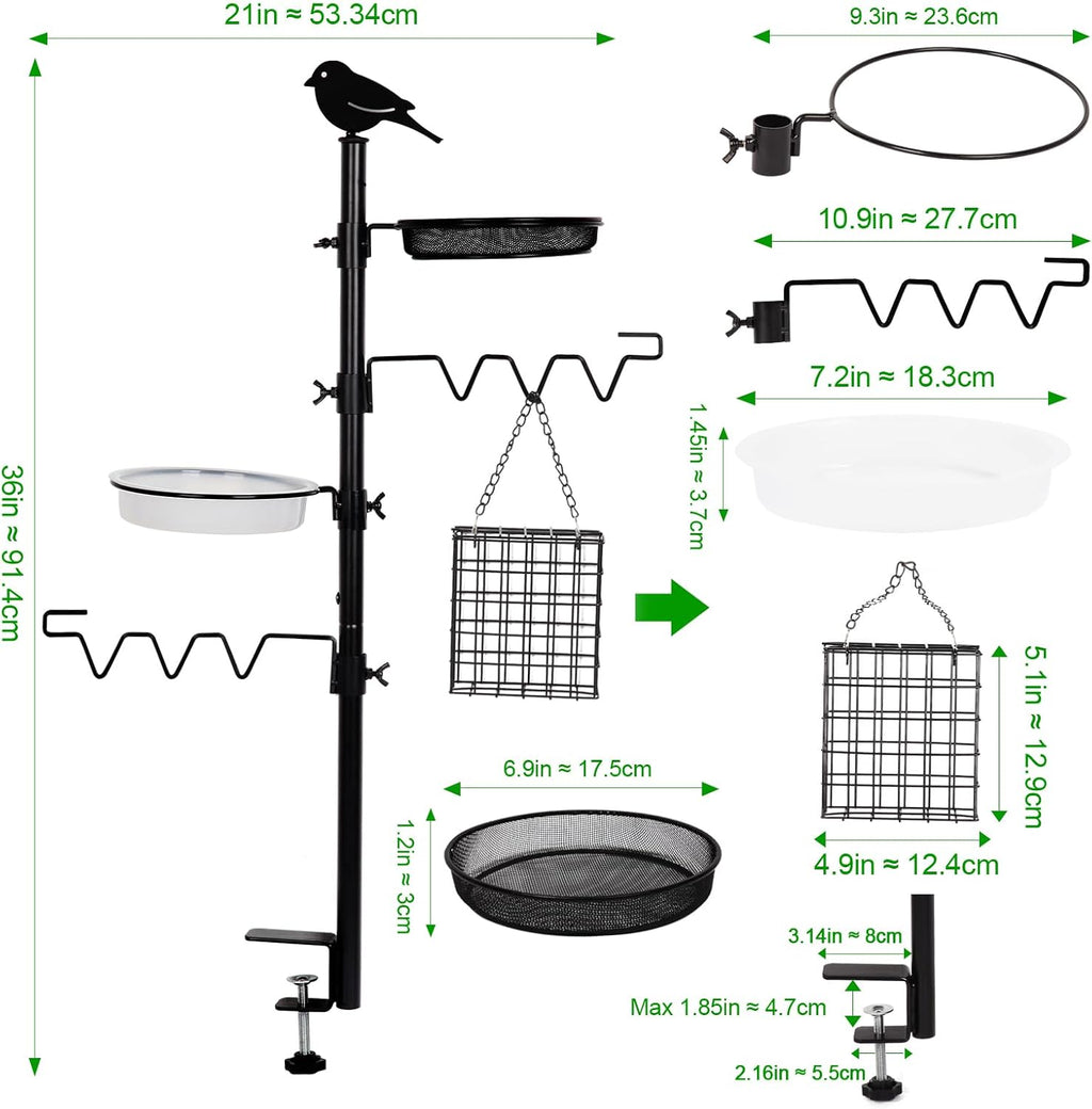 Deck Bird Feeder Station Kit with Steel Hanging Pole, Black A891378