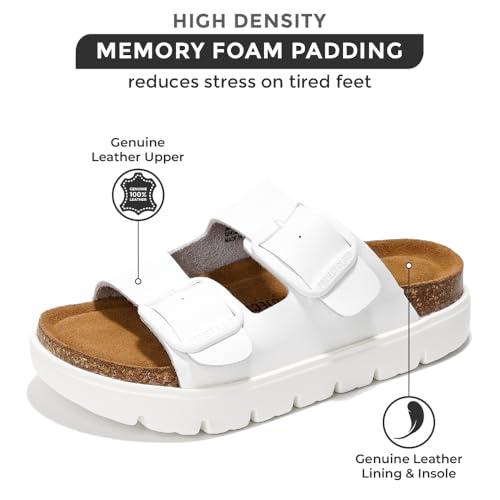 Project Cloud Genuine Leather Platform Wedge Sandals for Women with Memory Foam Insole A28730