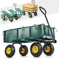 GVDV 660LB Garden Cart with Liner, Heavy Duty Steel Garden Wagon, Folding Utility Wagon with Removable Sides and 10" All-Terrain Wheels