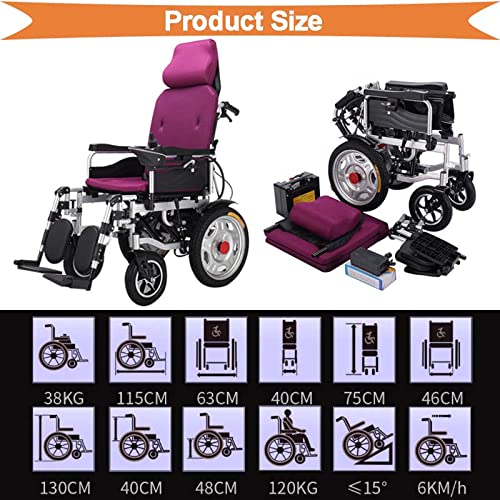 Heavy Duty Electric Wheelchair for Adults, Reclining, Foldable, Grey F887078