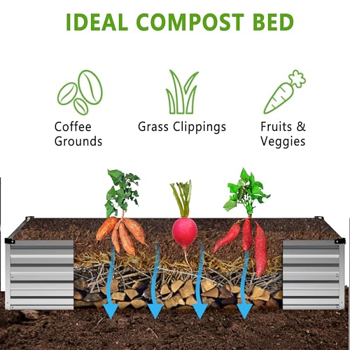 2PCS Galvanized Raised Garden Bed Kit, Metal Planter Box for Outdoor Planting Q36624