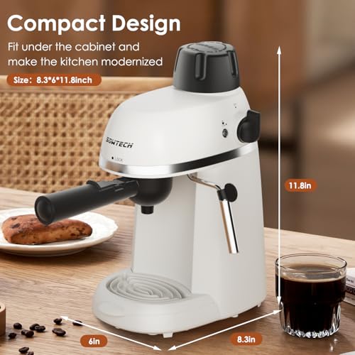 Espresso Coffee Machine with Milk Frother, 4 Cup, 800W, Black Q882