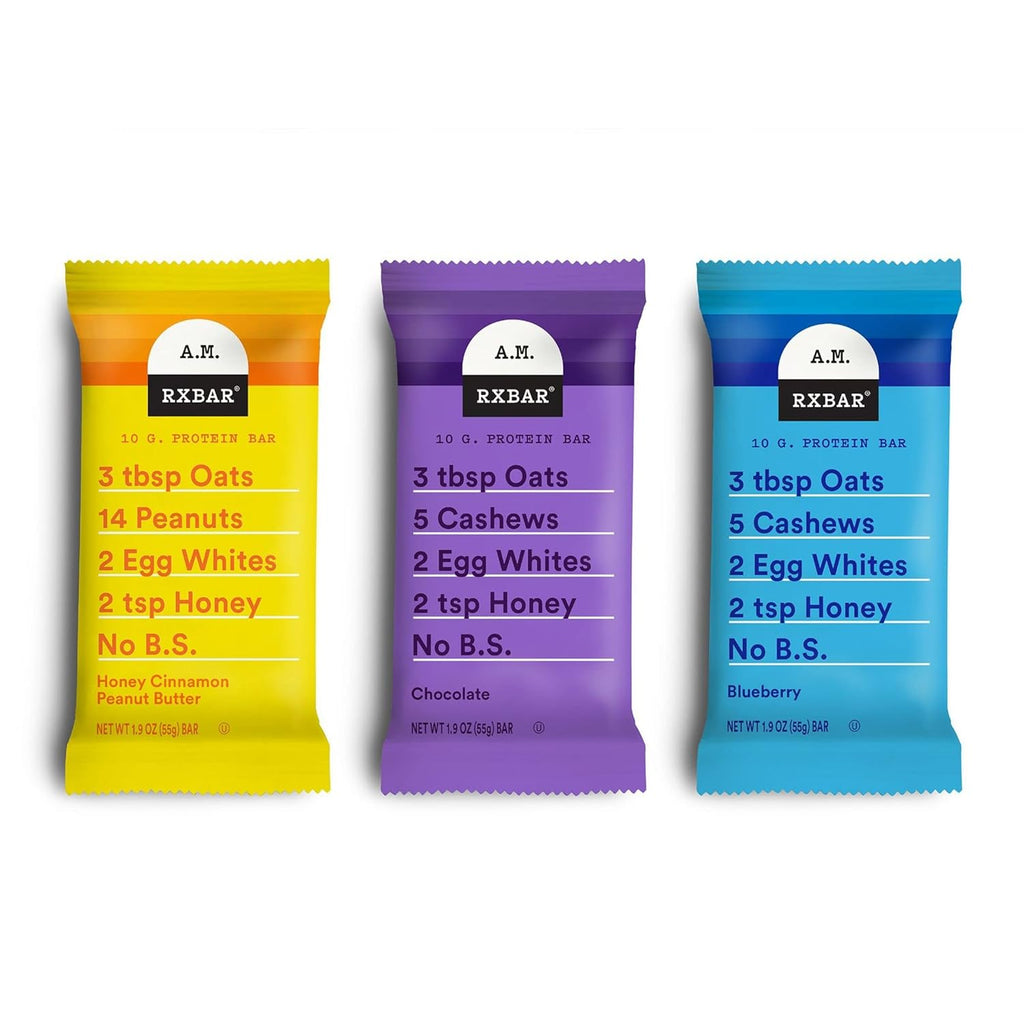 RXBAR A.M. Protein Bars, Variety Pack, Gluten Free Snacks, Breakfast Snacks, 22.8oz Box (12 Bars)