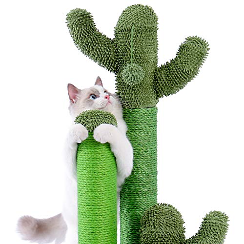 Cat Scratching Post Cactus Cat Scratcher with 3 Poles and Dangling Ball M83218